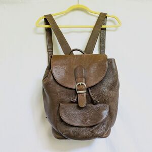 Eddie Bauer Leather Backpack Rucksack Brown Pebbled Bookbag Gorpcore 90s Vintage